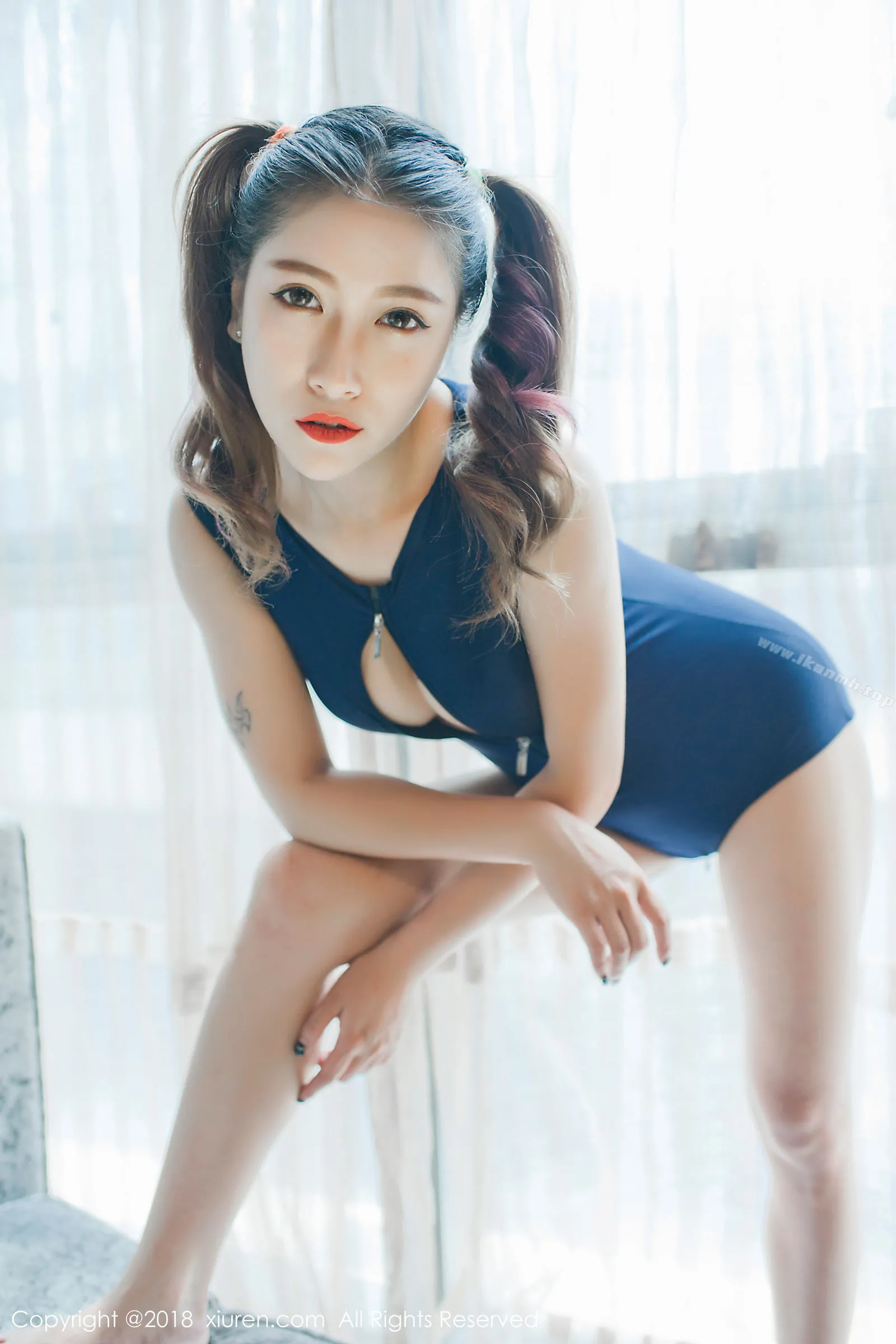 性感写真（真人集） - 御姐范美女杜花花性格开朗，妖娆妩媚性感蓝色开胸比基尼和日系连体泳衣 - page 9